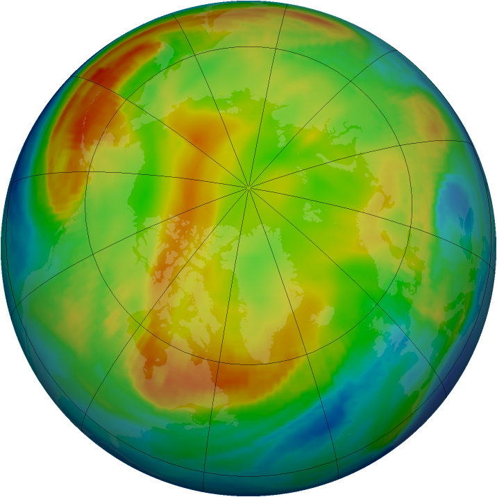 Arctic ozone map for 13 January 1999
